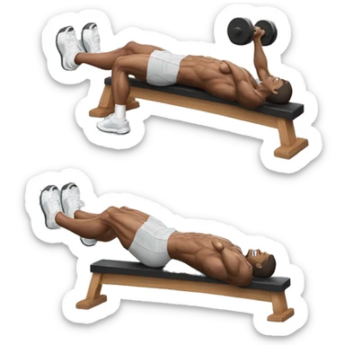 a man doing a bench press while lying down sticker
