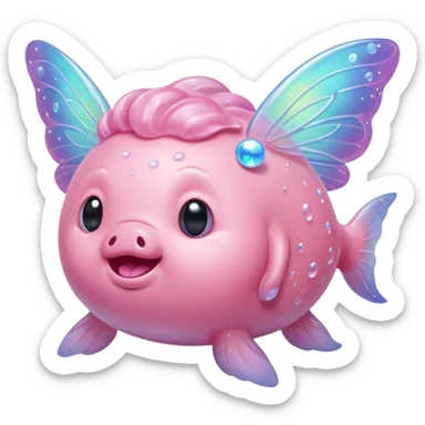 blobfish that is a magical fairy with wings sticker