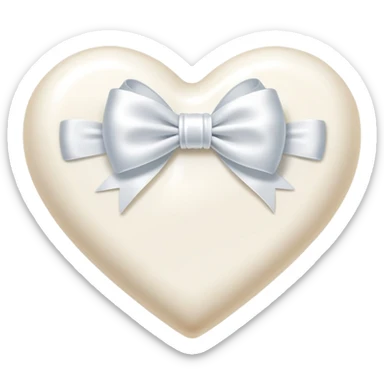 A white milk heart with a white bow sticker