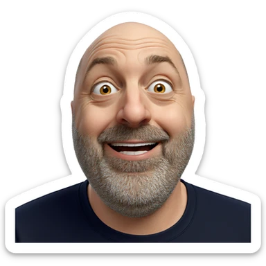 smiling portrait of bald man sticker
