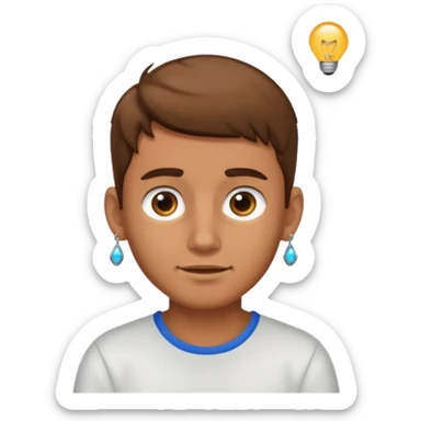 Boy with tanned skin, short brown hair, a light beard, and an earring in his ear sticker