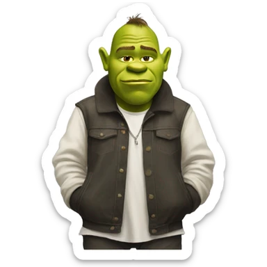shrek wearing rick owens outfit sticker