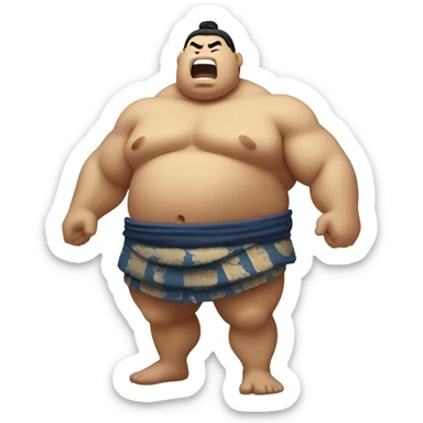 Sumo wrestler singing sticker