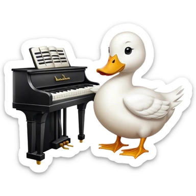White duck playing piano  sticker
