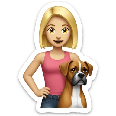 blonde girl with boxer dog sticker
