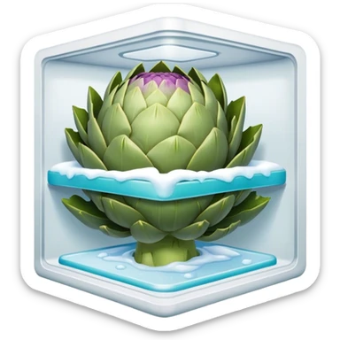 artichoke in a freezer sticker