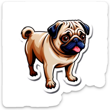 realistic portrait of a pug sticker