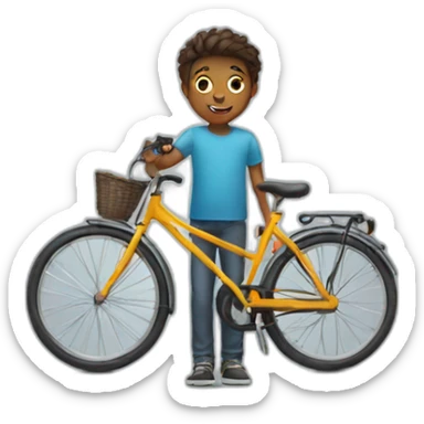 a boy with a bicycle sticker