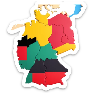 3D illustration of Germany's map with the German flag colors clearly visible and vibrant on the terrain sticker