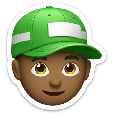 A guy wearing a hat which says "build your ideas" green cap sticker