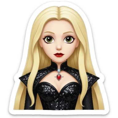 Countess Dracula with long blonde hair, black sequin outfit  sticker