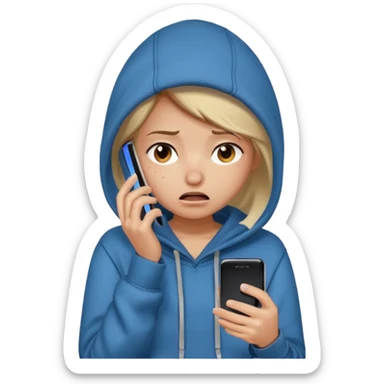 Do you want me to show you a girl looking at her cell phone and feeling embarrassed and in trouble? It's okay to have a question mark emoji like this next to her sticker