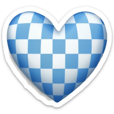 A blue and white checkered heart sticker