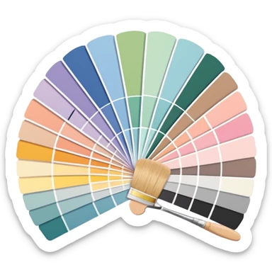 house paint swatches. there should be 3 or 4 cards of different colours, with different shades of that colour, in a slight fan shape sticker