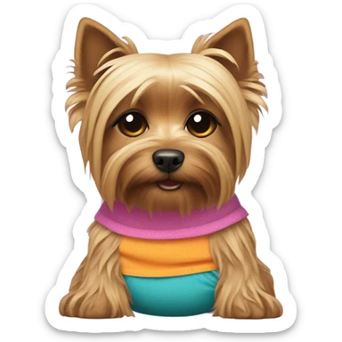 Yorkie wearing a diaper sticker