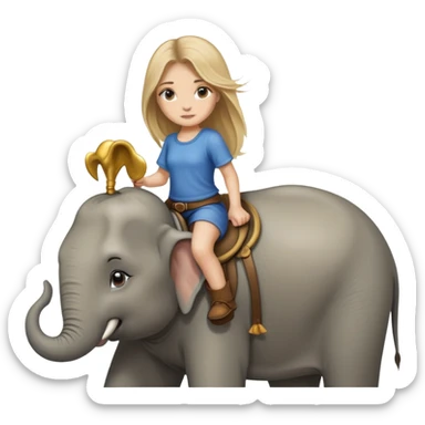 dirty blonde long hair girl riding an elephant sticker