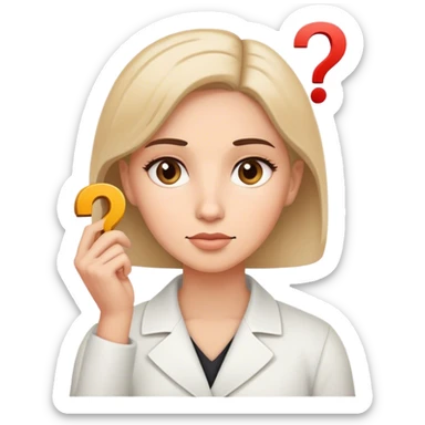Therapist with question mark sticker