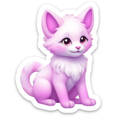 Kawaii colorful bright light pastel lilac-pink-white-gradient fantasy ethereal anthro fursona animal creature sticker