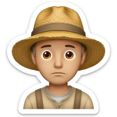 a sad man with luffy hat sticker