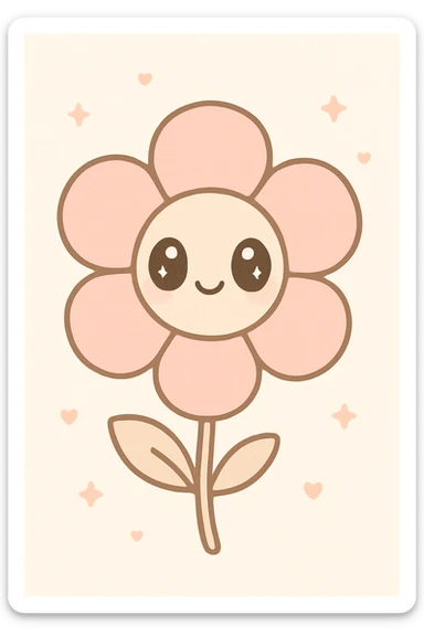 a delicate flower in clean girl aesthetic, simple lines, blush pink and beige, gentle and modern sticker