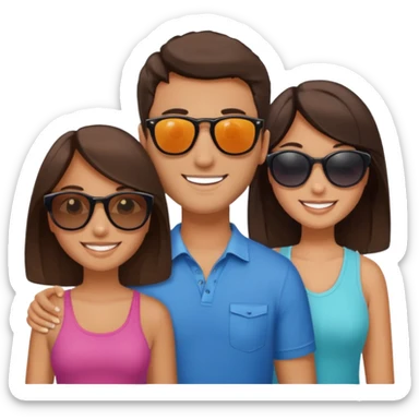 Throuple brunettes 2 girls 1 guy sticker