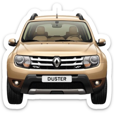 Front side of Renault Duster 2014. Beige colour  sticker