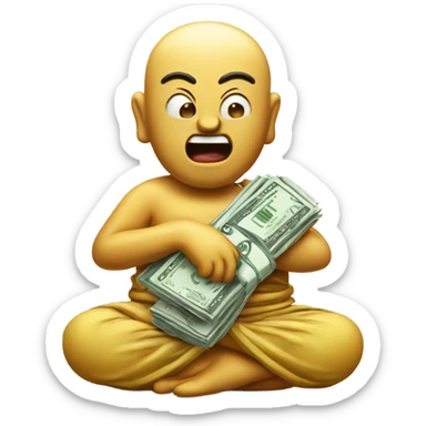 make me a money buddah emoji with grills in his mouth holding a money bag sticker