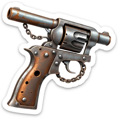 pistol made out of broken chain sticker
