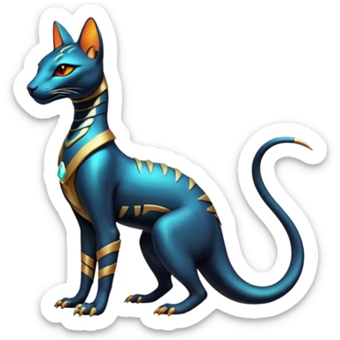 Futuristic Ethereal Beautiful Salandit-Bastet-Fakémon-hybrid-creature (full body)  sticker