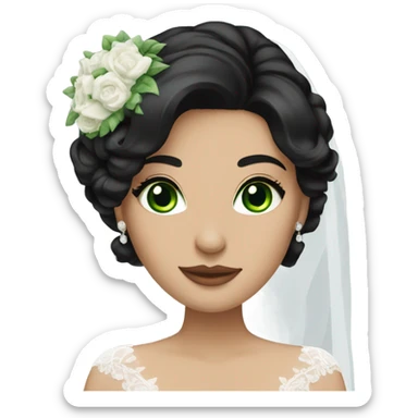 Beautiful bride with black hair green eyes  sticker