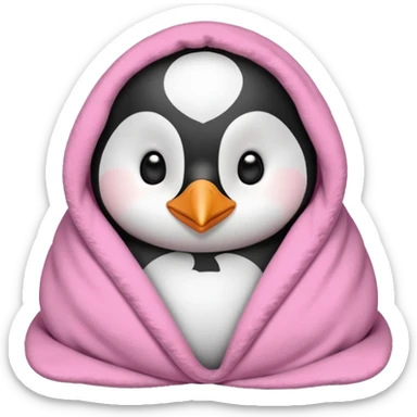 A cute penguin snuggled in a pink blanket  sticker