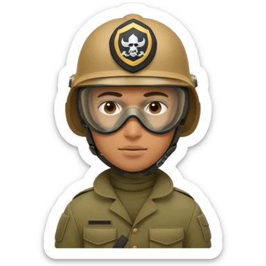 soldier with helmet and wearing mask sticker