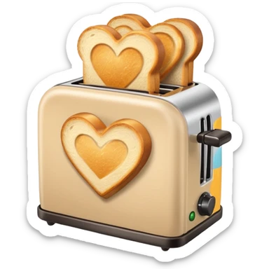 Light Beige heart toaster with toast  sticker