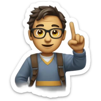 nerd raising his finger to say something nerdy sticker