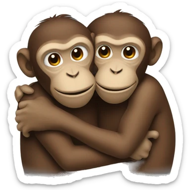 two hugging monkeys sticker