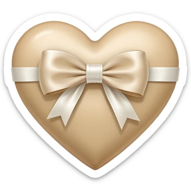 beige heart with white bow sticker