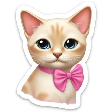 cute flame point Siamese cat with pink bow ￼ sticker