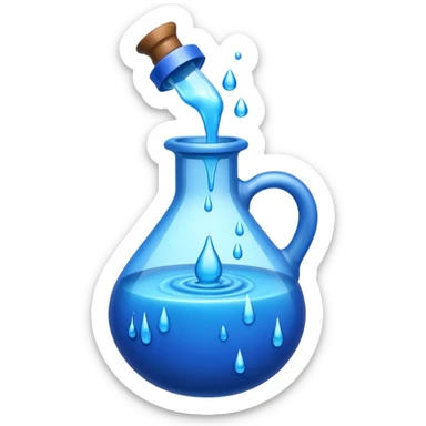 Blue potion bottle open with the liquid falling out sticker