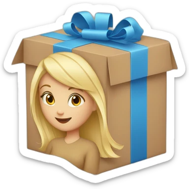 Blond girl holding a delivery box sticker