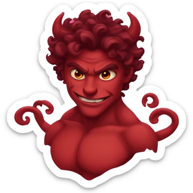 Male Demon red in love with curly hair sticker