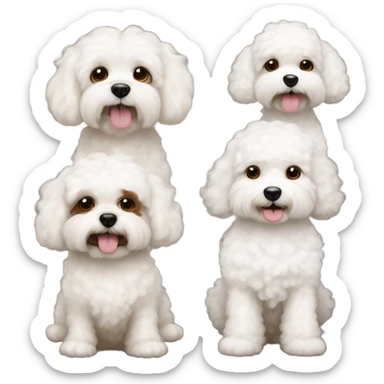 3 dogs - 2 bichons, 1 brown cavapoochon with white patch on its chest sticker