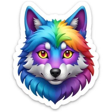 rainbow colored wolf sticker
