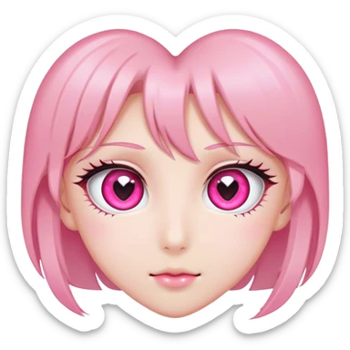 pink shojo anime eyes with heart shaped pupils sticker