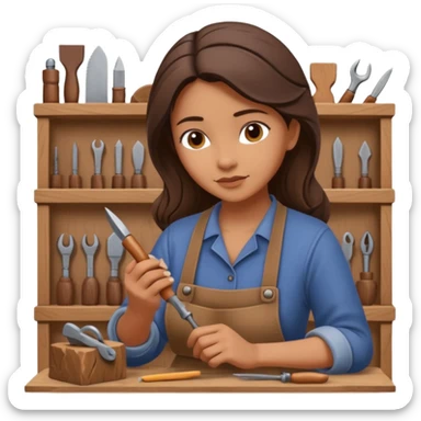Wood Carving Craftsman woman sticker