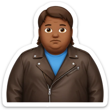 Long hair obese men in leather jacket sticker