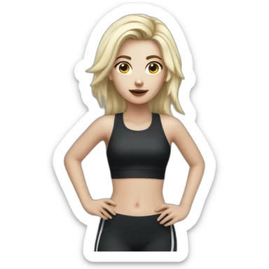 goth white girl running with gym outfit sticker