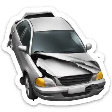 crashed car sticker