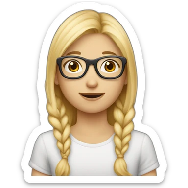 Fille blonde faisant un câlin a garçon brun lunettes sticker