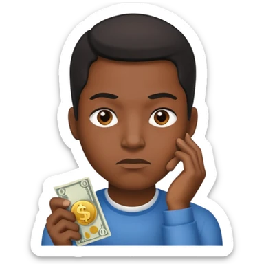 ambitious thinking about moneyemoji, black person sticker