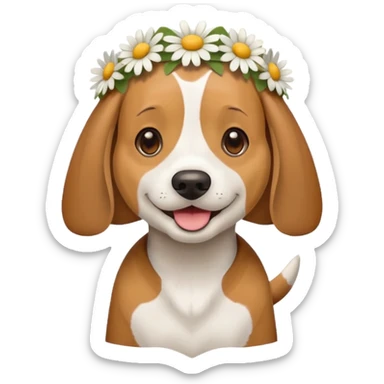 Beagle wearing a daisy flower on its head  sticker